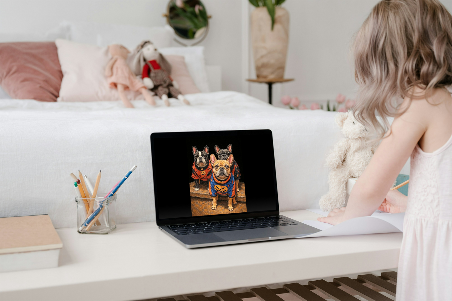 "Adorable French Bulldogs in Halloween Costumes – Festive Pumpkin Outfits"